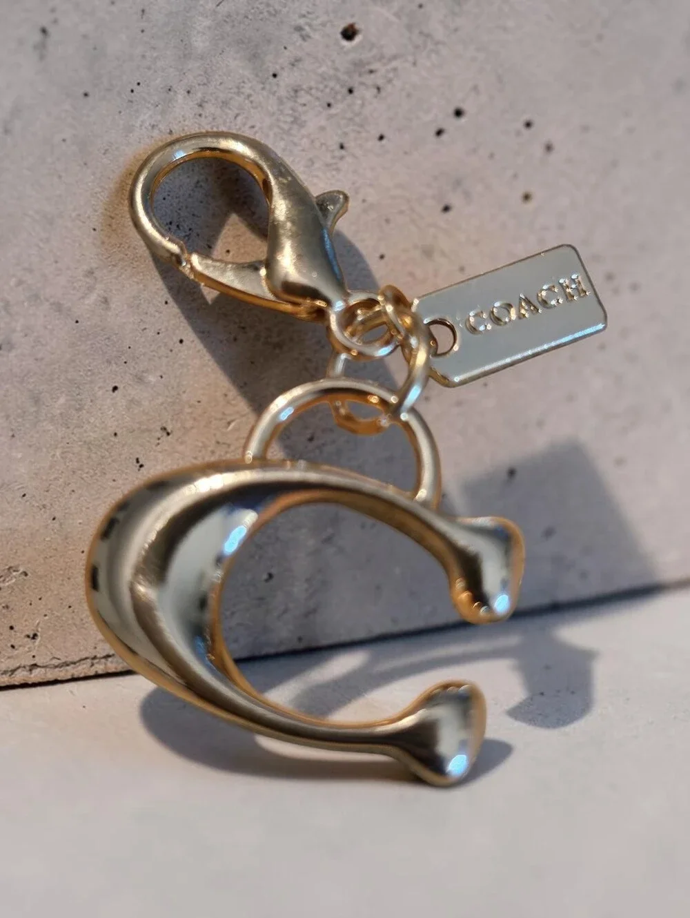 Coach Gold C Logo Key Charm with Tag